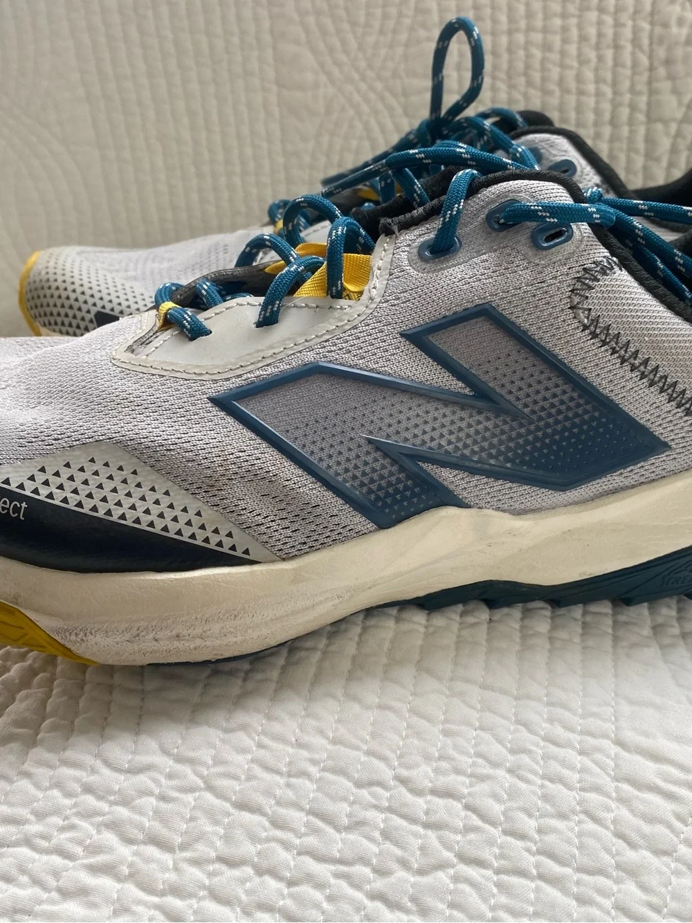 New Balance Men’s White, Blue and Yellow Athletic Sneakers